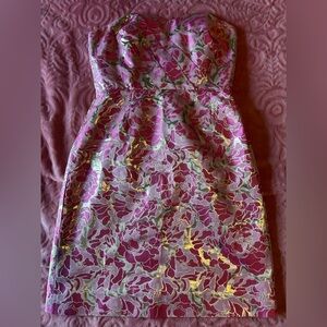 Lilly Pulitzer Strapless Pink and Gold Dress